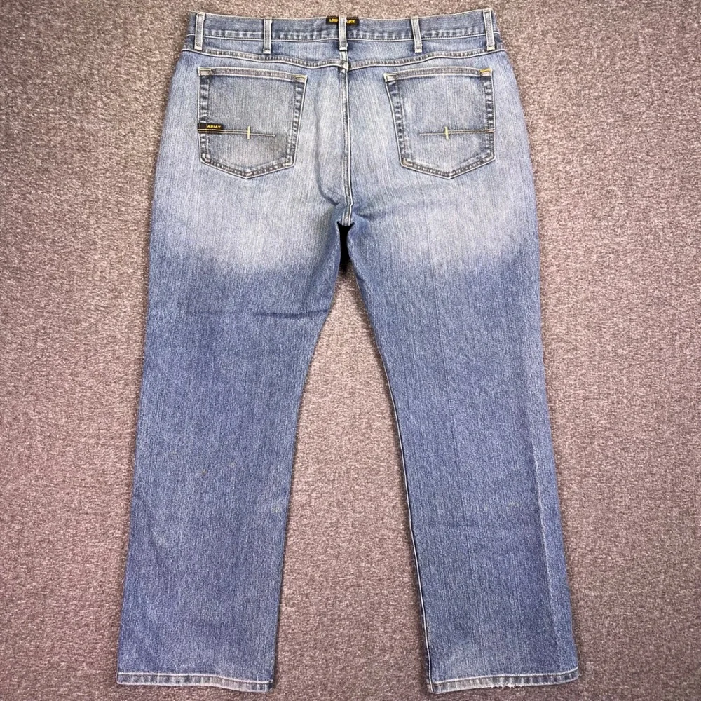 Ariat Rebar M4 Jeans Mens 41x31 Light Wash Cowboy Relaxed Bootcut Workwear Denim